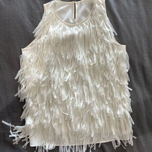 Cream Top - fringe detail